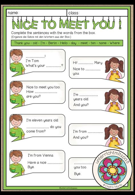 Conversation Worksheets English, Dialogue Worksheet, Oppgaver For Barn, English Conversation For Kids, English Primary School, Primary English, English Teaching Materials, English Activities For Kids, English For Beginners