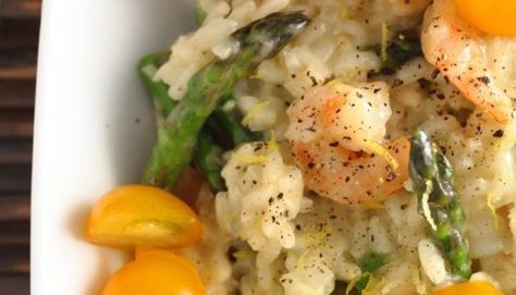 Shrimp And Asparagus Risotto, Shrimp Asparagus, Asparagus Risotto, Italian Comfort Food, Shrimp And Asparagus, Risotto Recipe, Recipe Cover, Copycat Restaurant Recipes, Fresh Asparagus