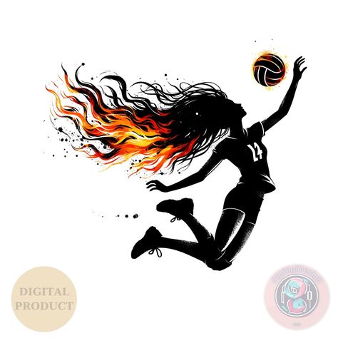 Fire Silhouette, Jersey Volleyball, Volleyball Art, Volleyball Spike, Volleyball Images, Svg Volleyball, Volleyball Girl, Football Mums, Sublimation Gifts