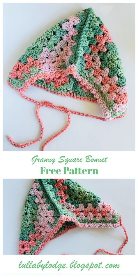 Super cute granny square baby bonnet. Easy to make crochet pixie style hat. Simple crochet pattern suitable for beginners... #crochethat #crochetbonnet #babybonnet #grannysquare Crochet Zig Zag, Crochet Baby Cap, Crochet Wear, Zig Zag Crochet, Preemie Hats, Granny Pattern, Crochet Cape, Crochet Baby Hat, Crochet Baby Beanie