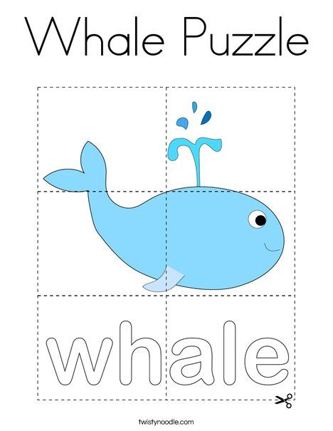 Whale Puzzle Coloring Page - Twisty Noodle Whale Template, Whale Coloring Pages, Twisty Noodle, Fish Coloring Page, Holiday Lettering, Printable Puzzles, Math Printables, Printable Books, The Whale