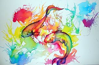 eye drop of liquid water colors then blow with a straw for color to spread Blow Painting, Koi Watercolor, Watercolor Fish, Art Instructions, Fish Painting, Fish Art, Elementary Art, Watercolor Cards, Art Watercolor