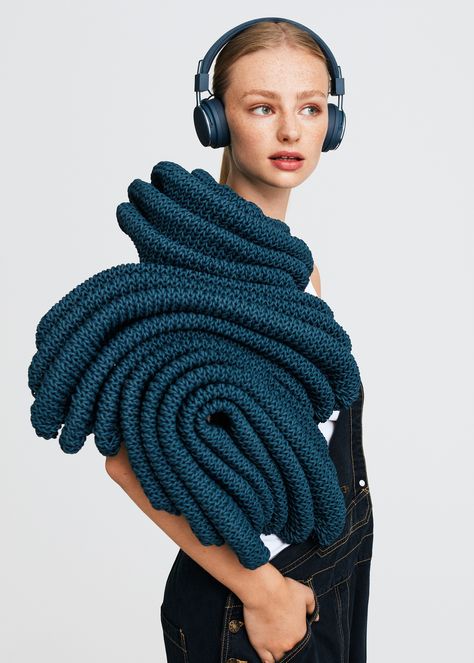 Sandra Backlund Reemerges to Collaborate With Urbanears in Stockholm Fabric Layering, Fashion Garments, Art Foundation, Sandra Backlund, Knit Structure, Knit Wear, Knitwear Fashion, Knit Picks, Knitwear Design