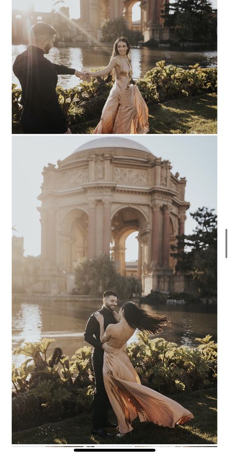 Palace Pre Wedding Shoot, Palace Of Fine Arts Engagement Photos, Museum Photoshoot, Pre Shoot, San Francisco Engagement Photos, Park Photoshoot, Couple Inspiration, Vintage Ball Gowns, Khao Yai