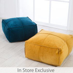 Bailey Velvet Pouf Footstool Ottoman, Velvet Footstool, Easy Stuffing, Velvet Style, Ottoman Pouf, Table Handmade, Velvet Ottoman, Ottoman Coffee, Floor Seating