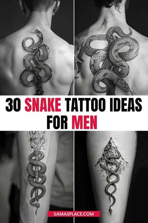 Snake tattoo ideas for men, symbolizing transformation, adaptability, and power with bold serpent designs Snake Leg Tattoo Men, Snake Tattoo Designs Men, Snake Shedding Tattoo, Foliage Tattoo Sleeve, Coiled Snake Tattoo, Snake Tattoo Design For Men, Snake Eyes Tattoo, Cobra Snake Tattoo, Snake Tattoo Men