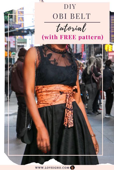 DIY Obi Belt Tutorial (with FREE pattern) – Igho & Me Fabric Belt Sewing Pattern, Obi Belt Sewing Pattern Free, Diy Obi Belt Pattern, Obi Belt Diy, Obi Belt Outfit, Obi Belt Pattern, Belt Patterns, Belt Tutorial, Pants Patterns