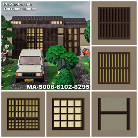 Door Design Acnh, Acnh Shoji Screen Design, Acnh Japanese Entrance, Japanese Window Design, Japanese House Exterior, Japanese Window, Japanese Exterior, Old Japanese House, Japanese Door