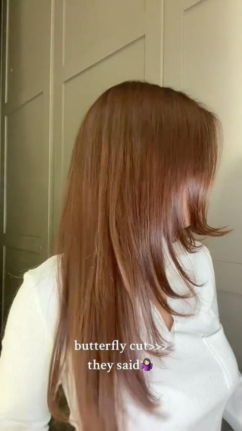 Butterfly Straight Hair, Butterfly Haircut With Straight Hair, Long Haircut Butterfly, Haircut For Long And Straight Hair, Butterfly Haircut Long Straight Hair, Layer Cut For Straight Hair, Hair Cut Layer Oval, Straight Haircut Ideas For Long Hair, Butterfly Layers Straight Hair