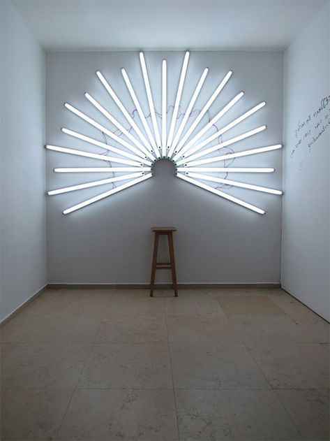 Fluorescent Tube Light, Neon Light Art, Light Art Installation, Window Ideas, Unique Sculptures, Fluorescent Tube, Installation Design, Light Sculpture, Tube Light