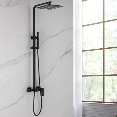 Tub Spout, Shower Head, Faucet, Matte Black, Brass, Shower, Wall, Black, Design