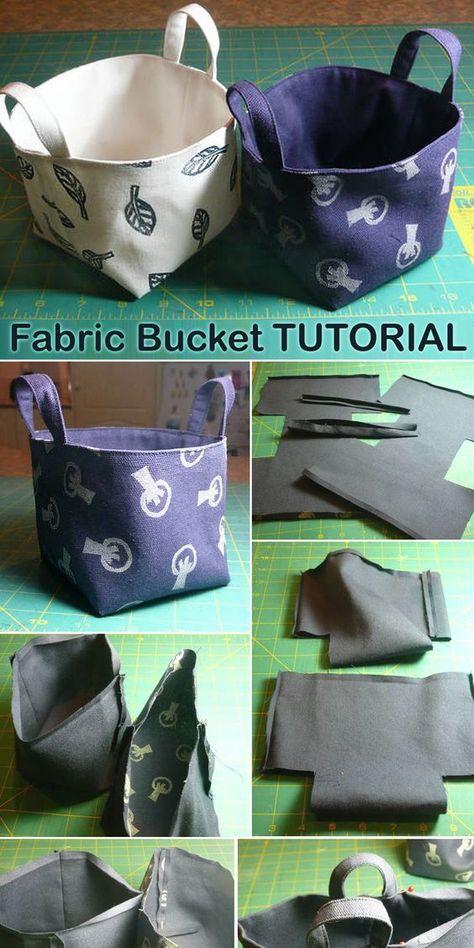 Diy Fabric Bucket, Woppet Bucket Tutorial, Bucket Sewing Pattern, Diy Bucket Bag Pattern, How To Sew Fabric Baskets, Fabric Bucket Tutorial, Fabric Bucket Pattern, Quilted Bucket Bags, Fabric Basket Sewing Pattern