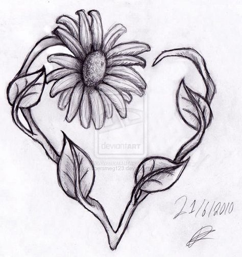 Daisy Heart by supersmeg123.deviantart.com on @deviantART Daisy Flower Tattoos, Sisters Tattoo, Tattoo Wrist, Tattoo Heart, Sunflower Hearts, Daisy Tattoo, Sunflower Tattoos, Heart Tattoo Designs, 1 Tattoo