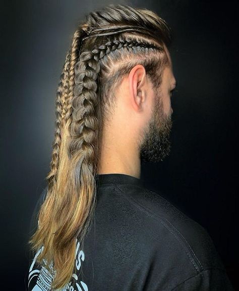 Viking Haircut, Long Haired Men, Long Braided Hairstyles, Male Hairstyles, Cornrow Hairstyles For Men, Viking Braids, Viking Hair, Men's Long Hairstyles, Braid Hairstyle