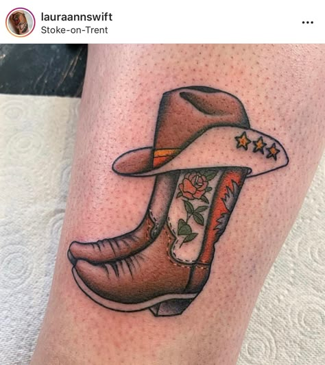 Cowboy Boots Tattoo, Boots Tattoo, Cowboy Boot Tattoo, Grandpa Tattoo, Cowboy Hat Tattoo, Couple Tattoos Unique Meaningful, Cupid Tattoo, Horse Shoe Tattoo, Arm Sleeve Tattoos For Women