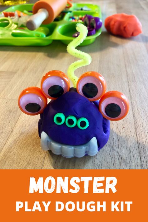 DIY Monster Play Dough Kit Play Dough Monster Kit, Halloween Play-doh Monster Kits, Monster Kit Playdoh, Make Your Own Monster Playdough, Halloween Playdoh Ideas, Play Dough Monsters, Monster Playdough Kit, Monster Making Activity, Make A Monster Kit