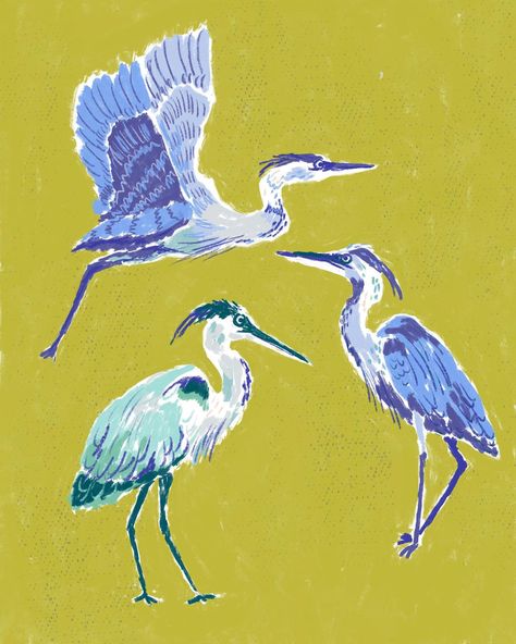 Day 24 of #peachtober21 is Bird. I knew I wanted to draw blue herons for this prompt because I used to live on a street named Heron Drive… | Instagram Blue Sketches, Blue Things To Draw, Blue Heron Art, Heron Art, Animal Art Prints, Herons, Arte Inspo, Just Beautiful, Bird Drawings