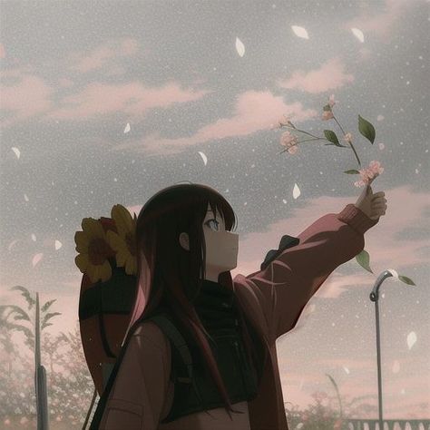 Oc Character Inspiration, Black Hair Character Design, Black Hair Character, Hair Character Design, Flowers In The Wind, Girl Black Hair, Anime Flower, Y2k Profile Picture, Oc Character