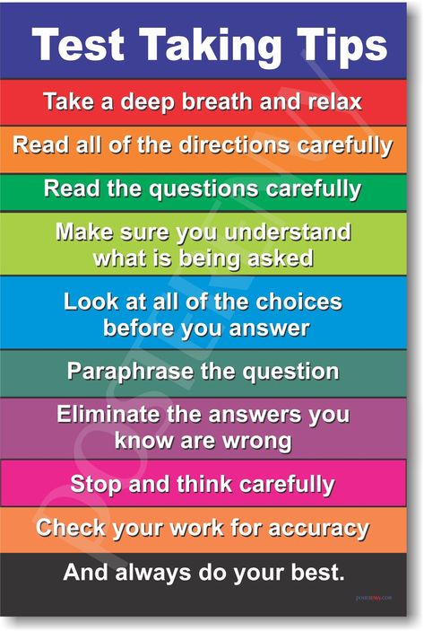 Test Taking Tips - NEW Classroom Motivational Poster Test Taking Tips, Test Strategies, Classroom Motivational Posters, Testing Motivation, Classroom Motivation, Exam Tips, Test Taking Strategies, School Testing, Testing Strategies