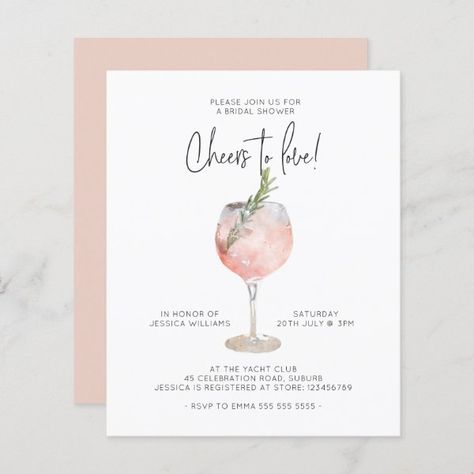 Budget Pink Cheers to Love Bridal Shower Invite Wine Bridal Shower Invitations, Brunch And Bubbly Invitations, 21st Invitations, Vino Before Vows, Cocktail Party Decor, Bridal Shower Brunch Invitations, Surprise Birthday Invitations, Bridal Shower Wine, Brunch And Bubbly