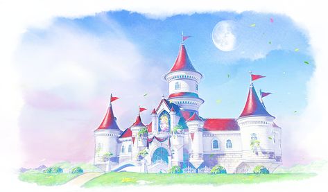 Mushroom Kingdom Wallpaper, Mushroom Kingdom Art, Peaches Castle, Mushroom Kingdom Mario, Princess Peach Castle, King Boo Mario, Super Mario Peach, Anime Locations, Mario Princesses