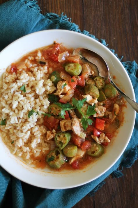 Soups With Okra, Okra Chicken Recipes, Extra Jalapenos, Chicken And Okra, Louisiana Chicken, Healthy Chicken Soup, Campbells Soup Recipes, Louisiana Style, Okra Recipes