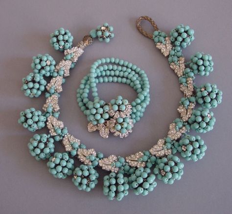 Miriam Haskell Jewelry, Trend Forecast, Motifs Perler, Aqua Beads, Miriam Haskell, Vintage Jewels, Rhinestone Jewelry, Morning Glory, Jewelry Companies