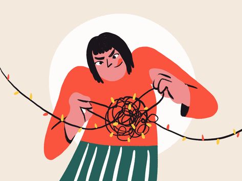 Christmas Lights Illustration by tubik.arts on Dribbble Christmas Animation Illustration, Christmas Lights Illustration, Christmas Lights Images, Christmas Lights Drawing, Light Bulb Illustration, Tangled Christmas Lights, Lights Illustration, Illustration Gif, Tangled Lights