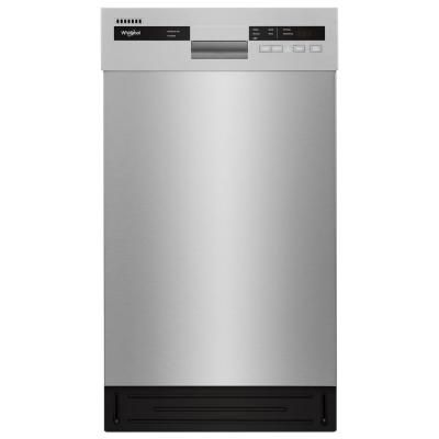 18 in. Monochromatic Stainless Steel Front Control Built-In Compact Dishwasher with Stainless Steel Tub, 50 dBA Dishwasher Sizes, Small Dishwasher, Compact Dishwasher, Cottage Plans, Whirlpool Dishwasher, Steel Tub, Built In Dishwasher, Steel Racks, Small Space Solutions