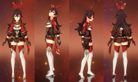 Amber Genshin Impact Official Art, Amber Genshin Cosplay, Amber Cosplay Genshin Impact, Outrider Amber, Genshin Amber, Amber Cosplay, Genshin References, Genshin Impact Amber, Amber Genshin