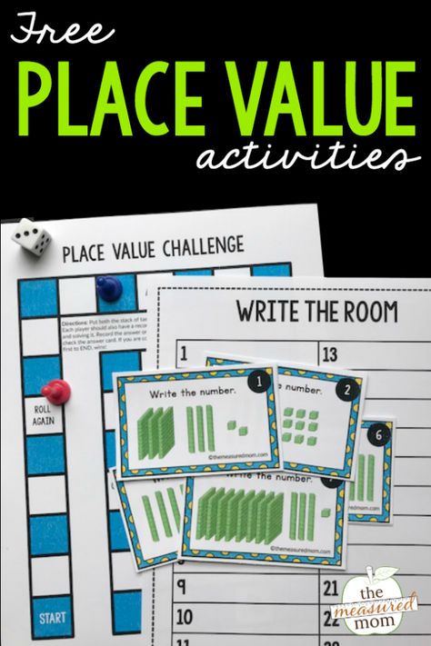 Place Value 2nd Grade, Place Value Math Games, 2nd Grade Math Games, Place Value Game, Place Value Games, The Measured Mom, Measured Mom, Place Value Activities, Math Place Value