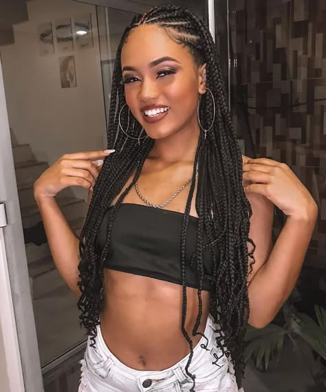 Box Braids With Cornrows, Half Head Braids, Best Crochet Hair, Half Braided Hairstyles, Half Cornrows, Puffy Hair, Fancy Braids, Hair Details, Braids Ideas