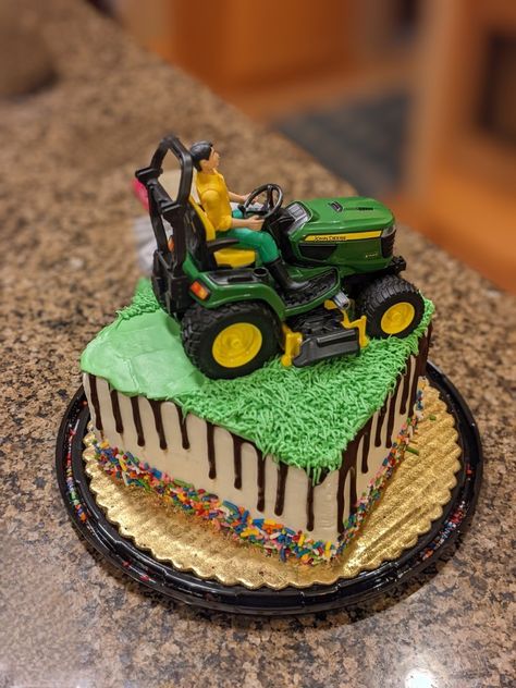 Lawnmower Birthday Cake, Lawnmower Cake, Lawn Mower Cake, Lawn Mower Birthday Party, Grass Cake, Boy Cake, Store Bought Cake, 3rd Birthday Cakes, Sprinklers