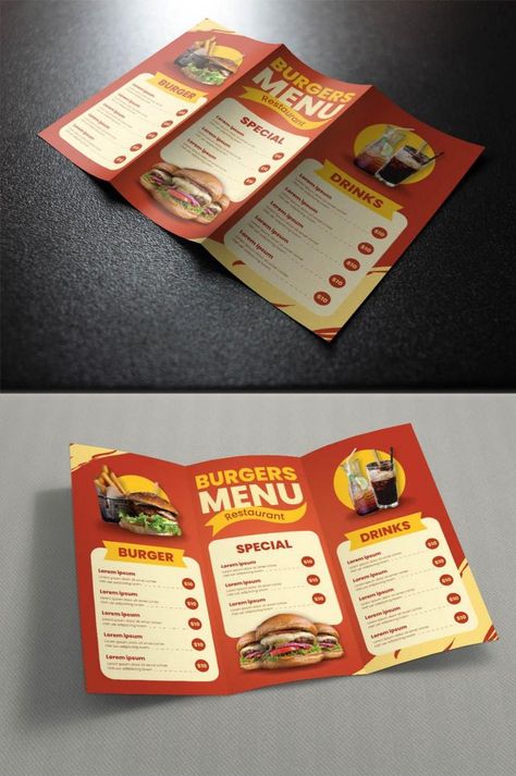 Trifold Leaflet, Menu Design Layout, Brochure Food, Ice Cream Menu, Cafe Menu Design, Food Post, Food Menu Template, Creative Advertising Design, Food Menu Design