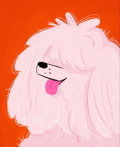 Dog Tongue Out Drawing, Dog Toy Drawing, Poodle Dog Illustration, Quirky Animal Illustration, Dog Animation Drawing, Dog Laughing, Poodle Illustration, Dog Illustration Art, Illustration Dog