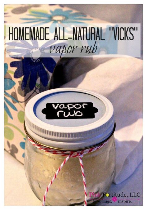 Making a homemade vapor rub was on my "to-do" list for a while, and nothing like an epic sinus infection to spur me into action.  So... sick as a dog, I made the all-natural alternative to Vicks Vaporub.  It only took a couple of minutes.  Quick, easy, and I was breathing in the healing aroma of eucalyptus and peppermint in no time.  This all-natural home remedy is great for colds and sinus infections. #allnatural #essentialoils #pinkfortitude Natural Vicks Vapor Rub, Homemade Vapor Rub, Home Cleaning Supplies, Vicks Vapor Rub, Vicks Vapor, Vapor Rub, Natural Drinks, Cold Home Remedies, Vicks Vaporub