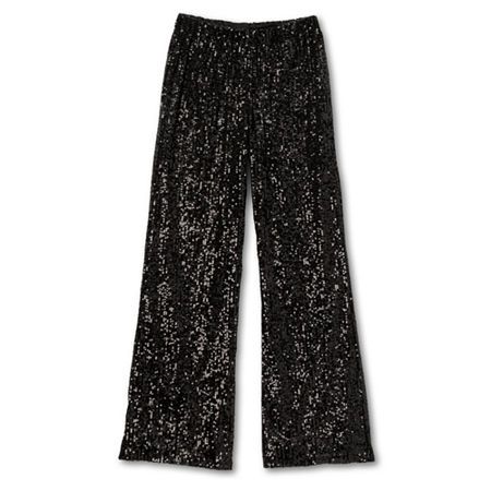 Your little or big girl will sparkle even brighter in every room she steps into wearing this pair of Thereabouts sequins elastic-waist pull-on flare pants. Their versatility makes them an excellent choice with any top.Front Style: Flat FrontClosure Type: Full ElasticFit: Regular FitRise: At WaistFiber Content: 95% Polyester, 5% SpandexFabric Description: Mesh WovenInseam: AverageLeg Style: Flare LegCare: Dry Flat, Machine WashCountry of Origin: Imported Sequin Flare Pants, Work Party, Pull On Pants, Family Pictures, Holiday Fashion, Flare Pants, Mardi Gras, Black Pants, Elastic Waist