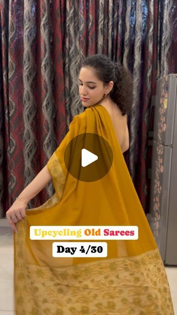 Latest Fancy Dress Designs, Dress From Old Saree Indian, New Outfit From Old Saree, Upcycle Saree, Kurti From Old Saree, Saree Upcycle Dresses, Saree Recycle Dresses Indian, Outfit From Old Saree, Dress From Old Saree