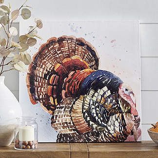 Watercolor Turkey Canvas Designer Pumpkins, Watercolor Turkey, Turkey Painting, Halloween Canvas Art, Unique Halloween Decorations, Pumpkin Canvas, Owl Canvas, Easter Floral, Grandin Road