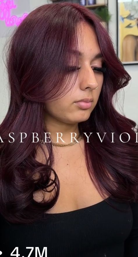 Plum Hair Olive Skin, Plum Hair Colour, Aubergine Hair, Hair Olive Skin, Plum Burgundy Hair, Dark Plum Hair, Plum Hair, Dye Ideas, Olive Skin