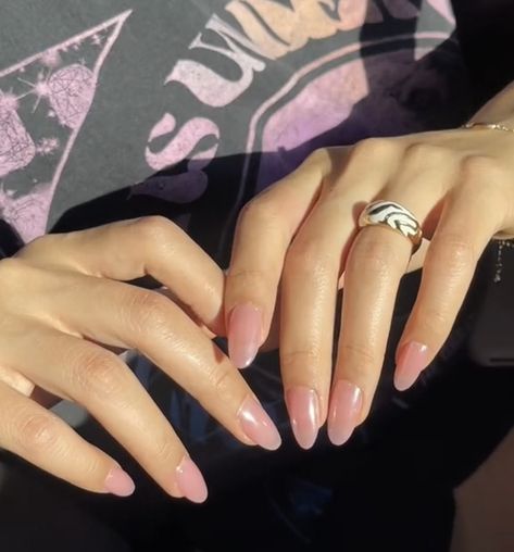 Strawberry Glazed Nails, Strawberry Glaze Nails, Glazed French Nails, Glazed French Tip Nails, Glaze Nails, Gel French Manicure, Strawberry Glaze, Oval Nails, Nail Inspiration