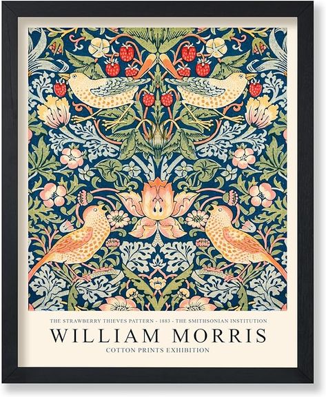 Amazon.com: Poster Master Vintage William Morris Poster - Retro Strawberry Thief Print - Flower Art - Textile Pattern Art - Gift for Men & Women - Floral Decor for Living Room or Bedroom - 8x10 UNFRAMED Wall Art: Posters & Prints Retro Strawberry, Exhibition Painting, Mural Tiles, William Morris Poster, The Strawberry Thief, William Morris Strawberry Thief, Different Interior Design Styles, William Morris Patterns, Picture Gallery Wall