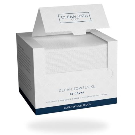 Clean Skin Club Clean Towels XL™, 100% USDA Biobased Face Towel, Disposable Face Towelette, Makeup Remover Dry Wipes, Ultra Soft, 50 Ct, 1 Pack Clear Pores, Clean Towels, Clearer Skin, Face Towel, Face Cleanser, Clean Skin, Makeup Skin Care, Pharmacy Gifts, Face Products Skincare