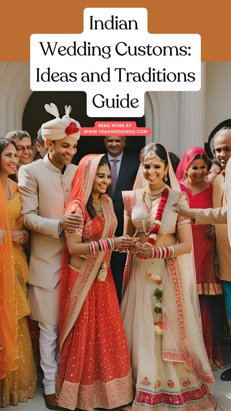 A traditional Indian wedding ceremony with a stunning bride and groom dressed in vibrant attire, performing cultural rituals surrounded by family and friends. Indian Wedding Traditions, Mexican Indian Wedding, Small Indian Wedding, Indian Wedding Theme Ideas, Baraat Procession, Indian Wedding Aesthetic, Indian American Weddings, Indian Wedding Theme, Indian Wedding Ideas