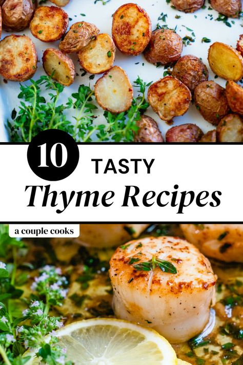 Lemon Thyme Recipes, Art Creative Ideas, Fresh Herb Recipes, Cooking With Fresh Herbs, Thyme Herb, Recipes Salmon, Recipes Potato, Thyme Recipes, Roasted Onions