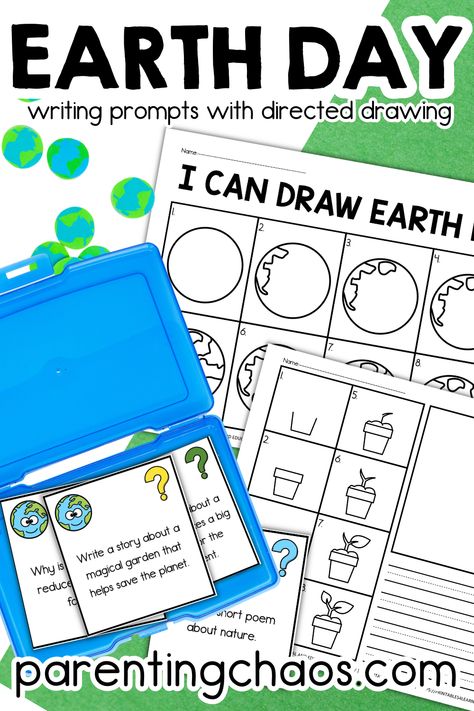 Recycle Symbol, Directed Drawing, Writing Prompts For Kids, Kids Exploring, Activity Board, Day Book, Printables Kids, Save The Planet, Task Cards