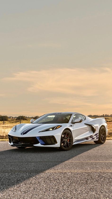 Hennessey Supercharged H700 2023 Based on Chevrolet Corvette Stingray (C8) Engine: 6.2L V8 Supercharged Power: 534 kW / 718 hp Torque: 865 Nm / 637 lb-ft 0-100 kph: 2.9 seconds Chevrolet Corvette Stingray 2023, White Corvette C8, 2023 Corvette Stingray, Chevrolet Corvette C8 Wallpaper, Corvette Stingray Wallpapers, Corvette C8 Wallpaper, Corvette 2023, 2023 Chevy Corvette, 2023 Corvette