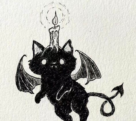 Spooky Cat Drawing, Demon Cat, Halloween Flash, Scary Tattoos, Spooky Cat, Cute Little Tattoos, Cat Sketch, New Drawing, Art Drawings Sketches Pencil