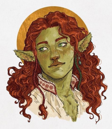 Firbolg Woman, Autumn Character Design, Dnd Firbolg Female, Dnd Gnome Art, Firbolg Character Design, Firbolg Female, Bust Reference, Dnd Npc, Fantasy Races