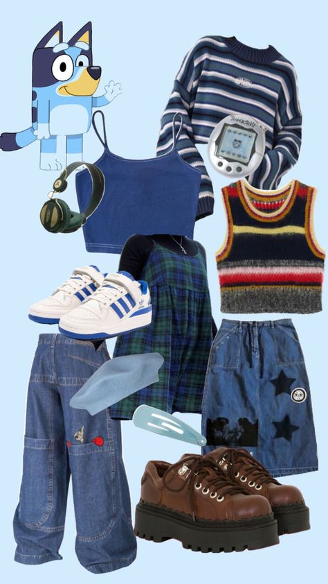 bluey moodboard <3 Silly Clothes, Funky Outfits, Swaggy Outfits, Really Cute Outfits, Teen Fashion Outfits, Dream Clothes, Grunge Outfits, Cute Casual Outfits, Your Aesthetic